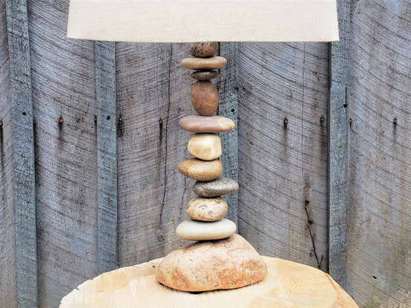 Rock Lamp - Asymmetrical (Large - 24" Tall), Stacked Stone Lamp