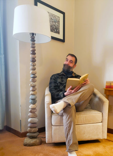 Floor Lamp of Stacked Stone - 5 Feet Tall, Rock Floor Lamp, Stone Floor Lamp, 60" Tall