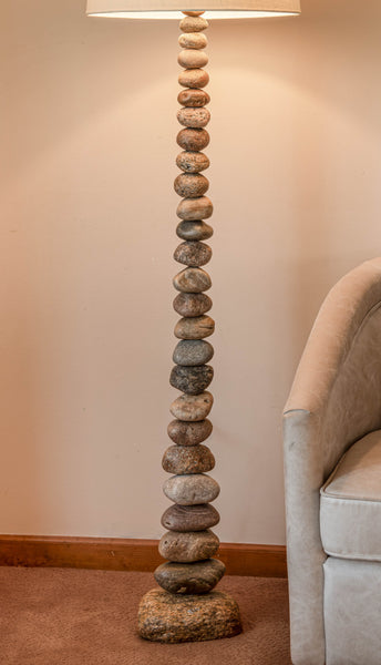 Floor Lamp of Stacked Stone - 5 Feet Tall, Rock Floor Lamp, Stone Floor Lamp, 60" Tall