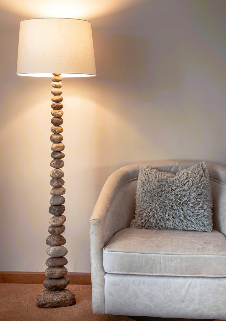 Floor Lamp of Stacked Stone - 5 Feet Tall, Rock Floor Lamp, Stone Floor Lamp, 60" Tall