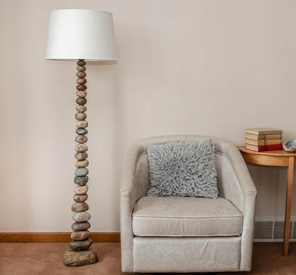 Floor Lamp of Stacked Stone - 5 Feet Tall, Rock Floor Lamp, Stone Floor Lamp, 60" Tall