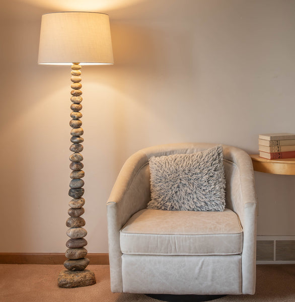 Floor Lamp of Stacked Stone - 5 Feet Tall, Rock Floor Lamp, Stone Floor Lamp, 60" Tall
