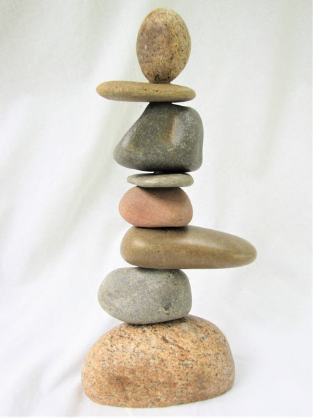 Stacked Stone Garden Cairn, Garden Art, Indoor or Outdoor