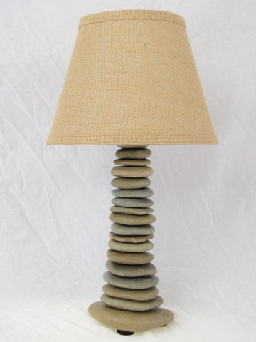 Skipping Stone Rock Lamp (Medium - 20" Tall), Flat Stone Lamp