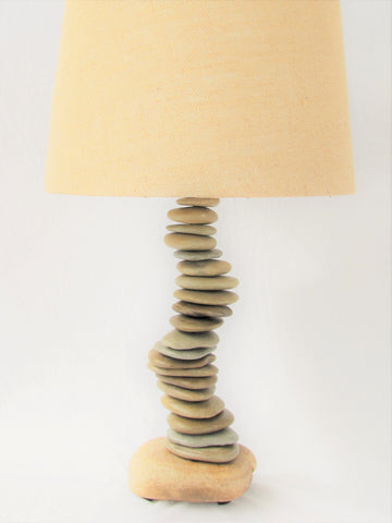 Skipping Stone Rock Lamp in Helix Pattern, Large - 28" Tall, Flat Stone Lamp