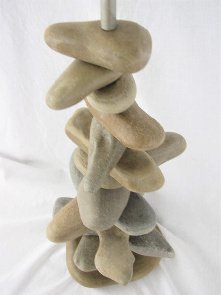 Rock Lamp (27" Tall) made with Long Stones in Random Pattern, Stacked Stone Cairn Lamp