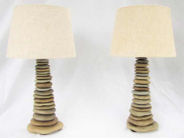Skipping Stone Rock Lamp (Medium - 20" Tall), Flat Stone Lamp