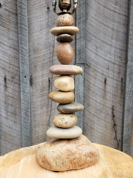 Rock Lamp - Asymmetrical (Large - 24" Tall), Stacked Stone Lamp