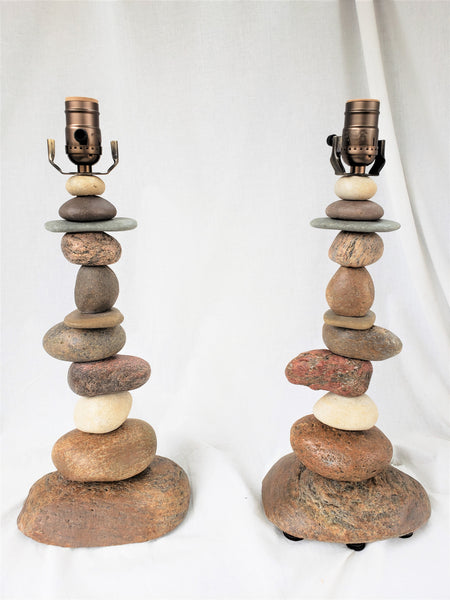 Rock Lamp - Asymmetrical (Large - 24" Tall), Stacked Stone Lamp