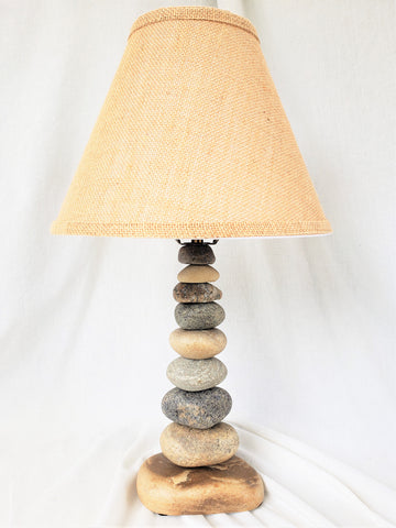 Rock Lamp (Medium/Small - 16" Tall), Stacked Stone Lamp