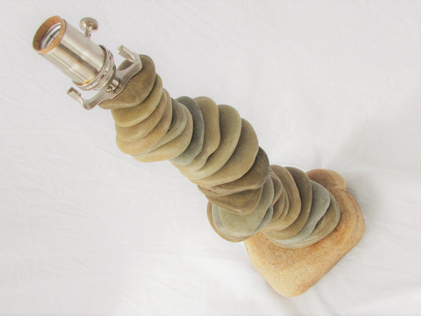 Skipping Stone Rock Lamp in Helix Pattern, Large - 28" Tall, Flat Stone Lamp