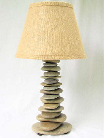 Rock Lamp (Medium - 20" Tall), Skipping Stone Lamp in Cross Pattern