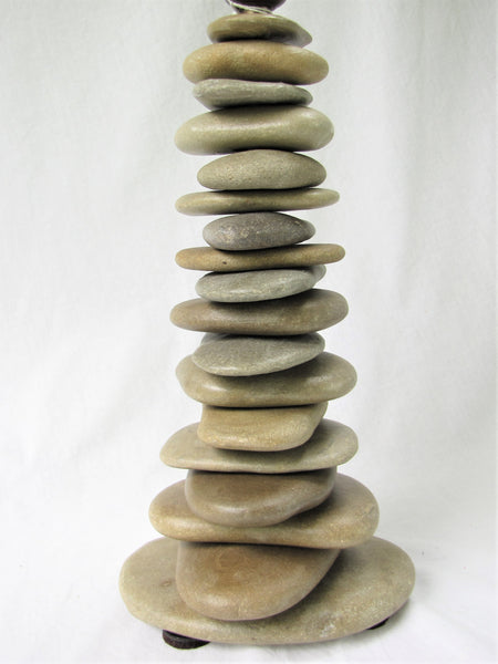 Rock Lamp (Medium - 20" Tall), Skipping Stone Lamp in Cross Pattern