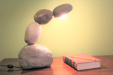desk lamp, rock lamp